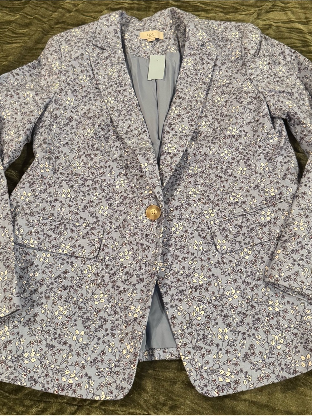 LOFT Light Blue Floral Petites Blouse or Shell
